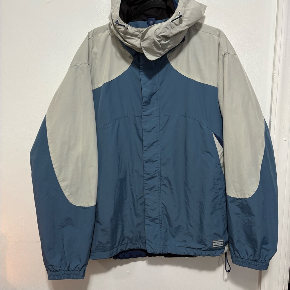 L.L. Bean Blue and Gray Ski Jacket Weather-Resistant Design
